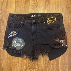 Mossimo Cut Off Denim Booty Shorts‎ Womens 12/31 Patches